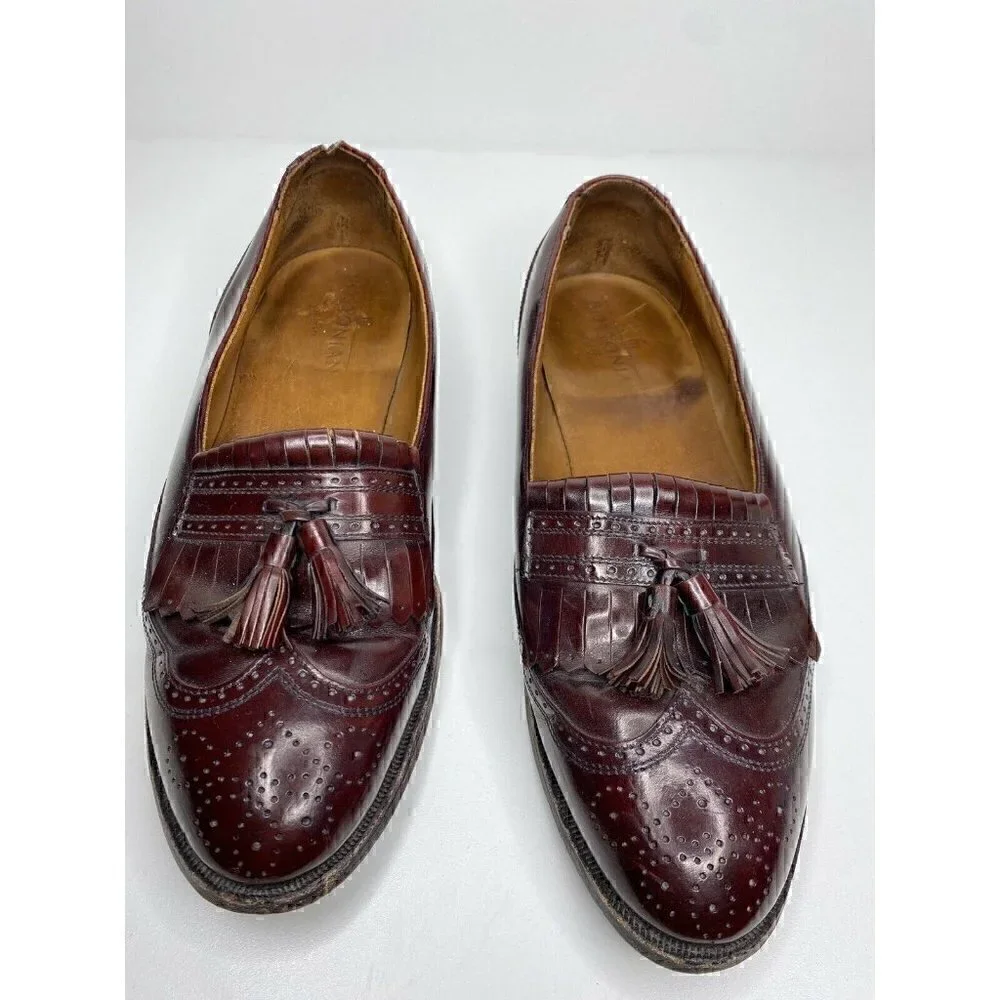 Bostonian Loafers Size 9 D/B Men's KILTIE Burgundy Leather Tassel Wingtip Slipon